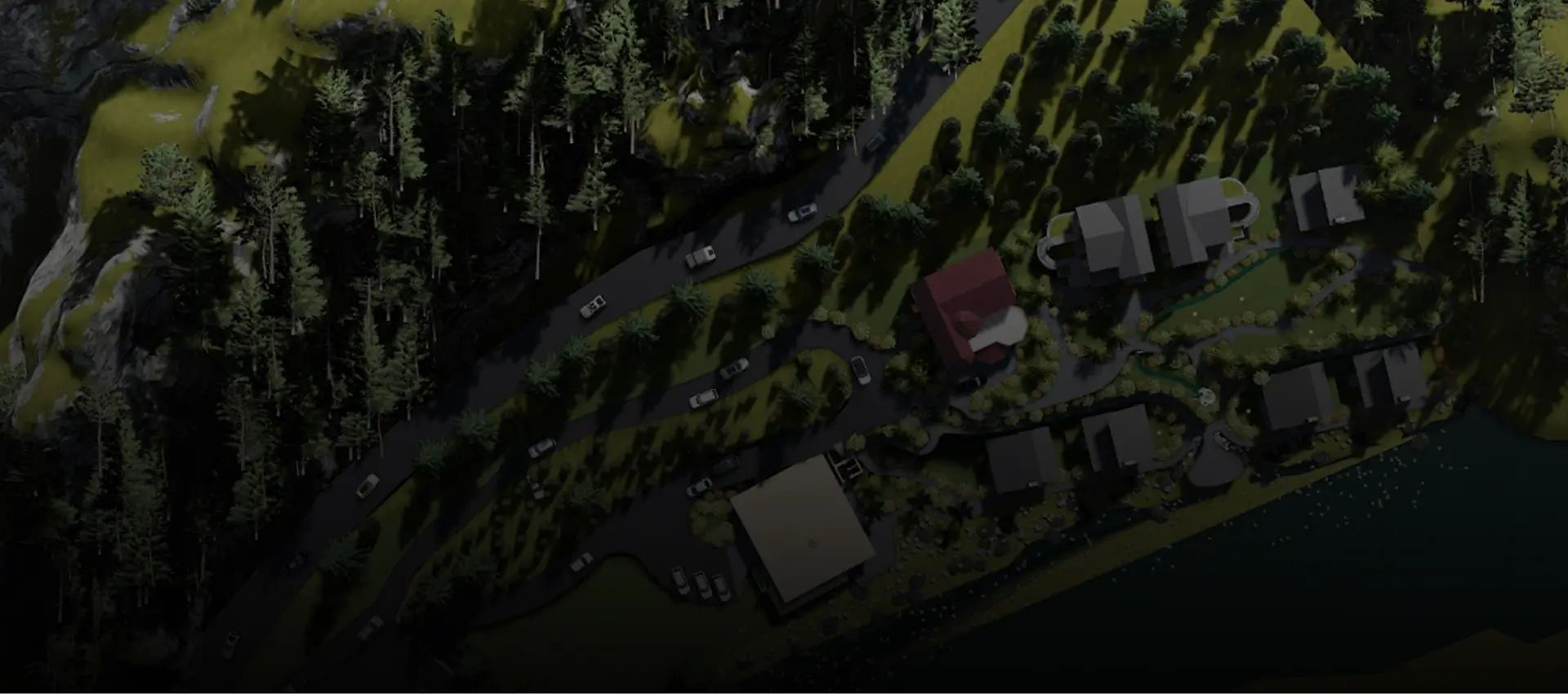 Night aerial view of the Astore Valley resort site